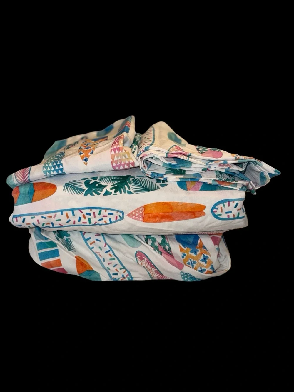 Spoonflower Queen Bed Sheet Set in Surfboards Medium Scale Watercolor Print